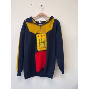 Vintage 90s Dada Supreme 1/4 Zip Color Block Rugby Sweater Large Hip Hop